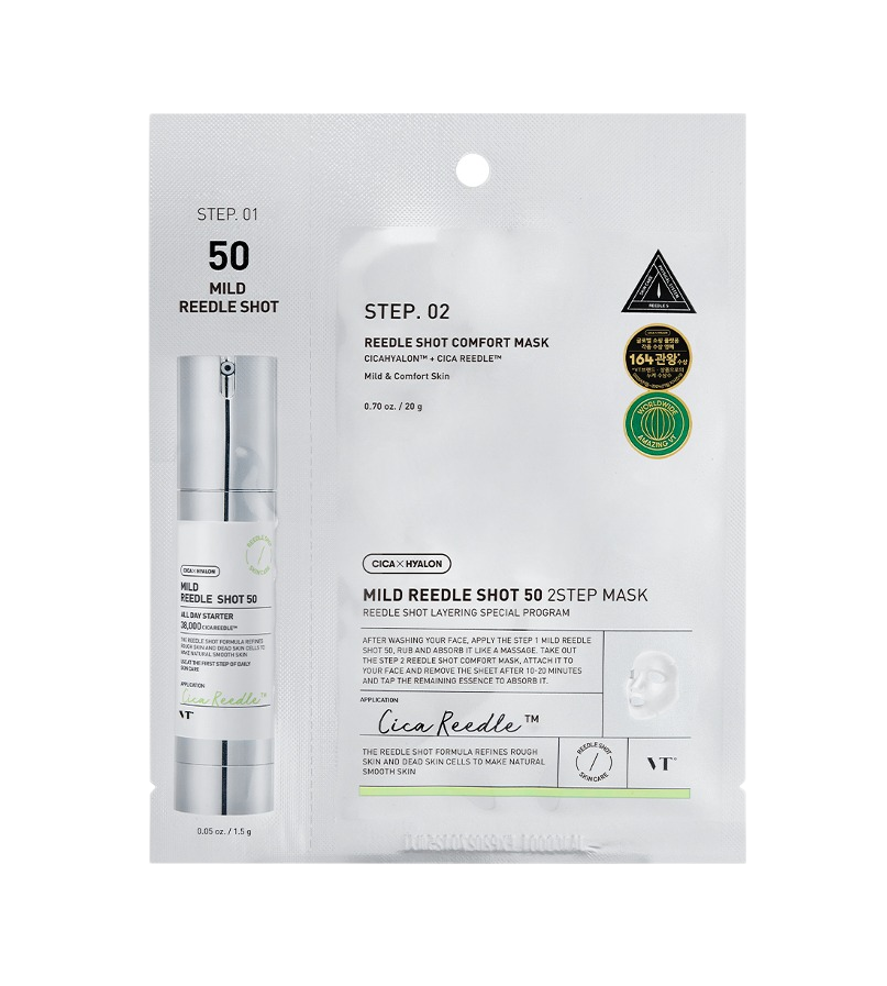 VTCOSMETICS-Reedle-Shot-50-2Step-Mask ήπια 2-step μάσκα VT Cosmetics Reedle Shot 50 με μικροβελόνες για ανανέωση και λείανση επιδερμίδας